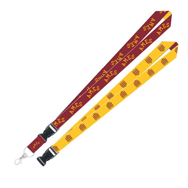 Vintage 5-Bar Ames 2-sided Cardinal & Gold 1-in Lanyard (Commemorative Collection)